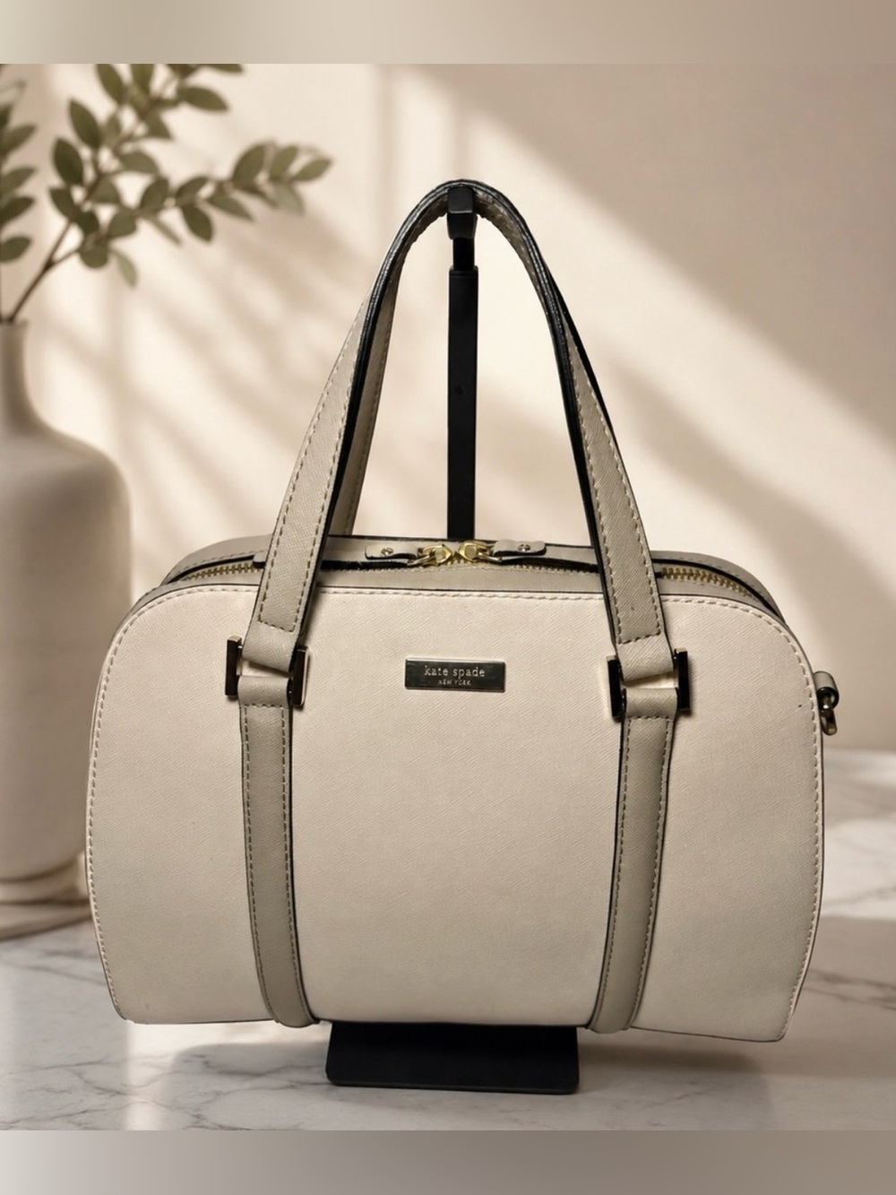 Kate Spade Small Felix Newbury Lane Satchel Two-Tone Beige EUC